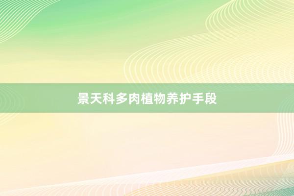 景天科多肉植物养护手段