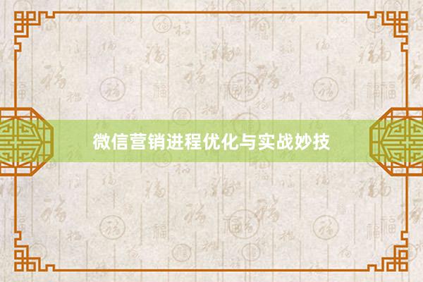 微信营销进程优化与实战妙技